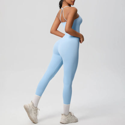 Conjunto de top de yoga halter, traje de gimnasio para fitness, entrenamiento, top deportivo sin mangas, espalda cruzada, ropa interior deportiva, control de abdomen, adelgazante