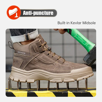 Zapatos de seguridad Leiandun para hombre, cómodos y de diseño ligero para el trabajo.