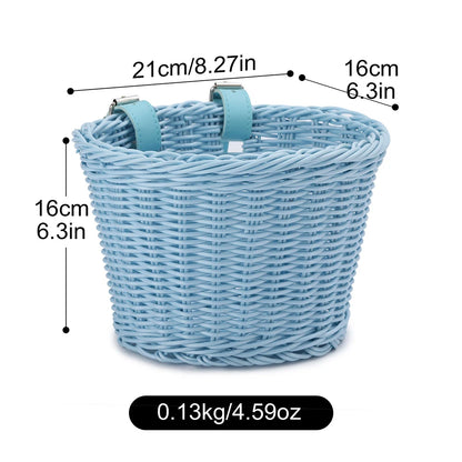 Conjunto de cesta de bicicleta para niños, timbre, borla y pegatinas. Cesta de bicicleta de ratán tejida a mano para manillar delantero. Accesorios de ciclismo.