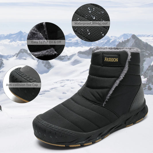 Nuevas botas de nieve de invierno para hombre, botas de terciopelo para exteriores para mujer, zapatos cálidos para caminar, zapatos de esquí impermeables, botas altas de algodón, zapatos de algodón grueso