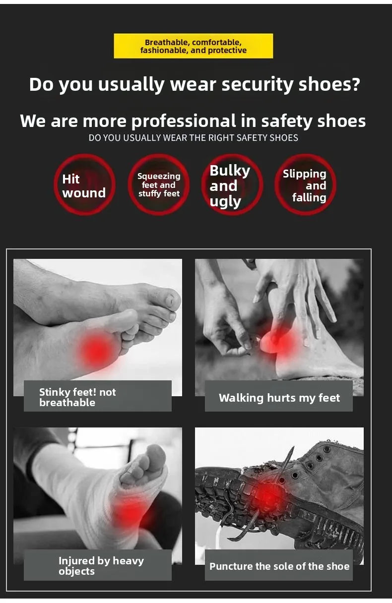Zapatos de seguridad de alta calidad para hombre y mujer, botas cálidas y gruesas para otoño e invierno, zapatillas de deporte para mujer con puntera de acero antigolpes y antiperforación.