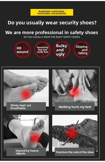 Zapatos de seguridad de alta calidad para hombre y mujer, botas cálidas y gruesas para otoño e invierno, zapatillas de deporte para mujer con puntera de acero antigolpes y antiperforación.