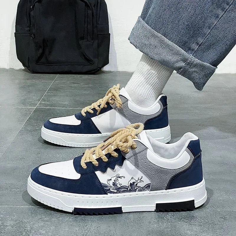 Zapatos de hombre versátiles de suela gruesa y modernos, primavera 2024, nuevos estilos, transpirables, blancos, informales, deportivos, calzado de hombre sin cuero.