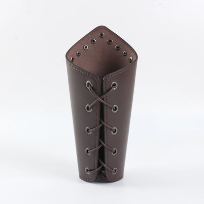 Armadura medieval de cuero sintético para hombre, calentadores de brazos con cordones, guantelete de caballero pirata vikingo, brazalete, accesorios steampunk