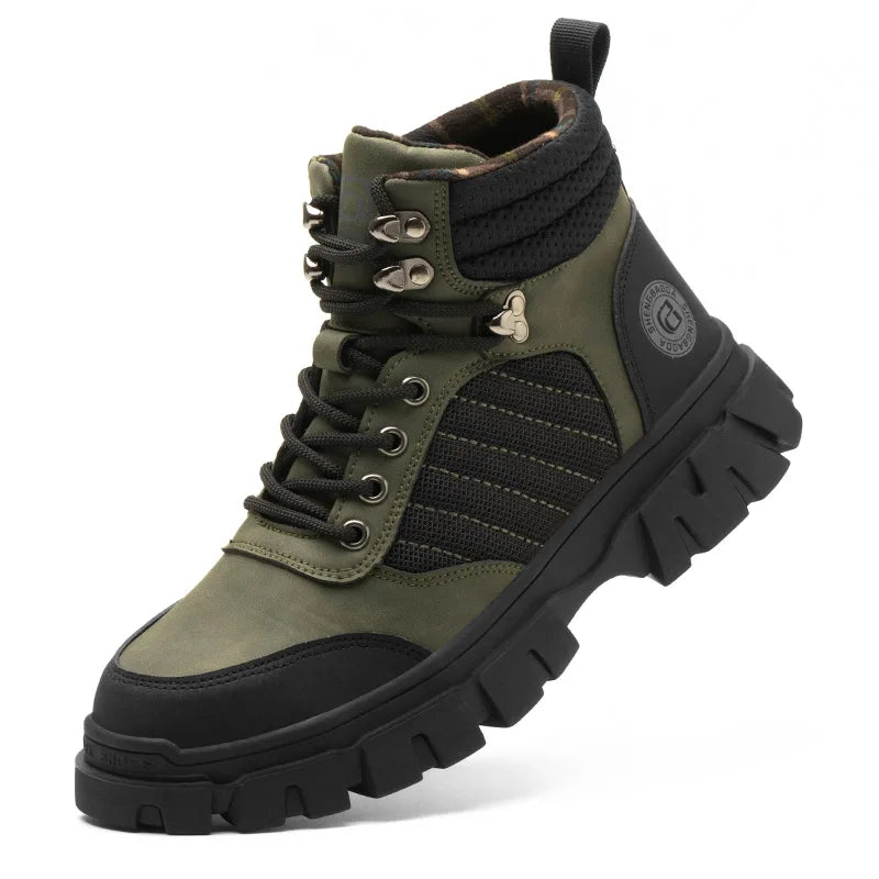 Zapatos de seguridad con puntera de acero para hombre, botas de trabajo indestructibles, zapatos de seguridad ligeros, zapatillas protectoras para caminar, antiaplastamiento y antipinchazos.