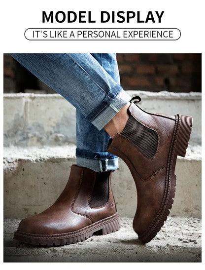 Zapatos de seguridad antideslizantes para hombre, botas de trabajo con puntera de acero, calzado de protección indestructible, botas de construcción antiaplastamiento, impermeables.