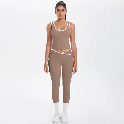 Conjunto de 2 piezas de pantalones de yoga con espalda descubierta y leggings para correr, de cintura alta, con estampado de melocotón y glúteos, para fitness y deportes.
