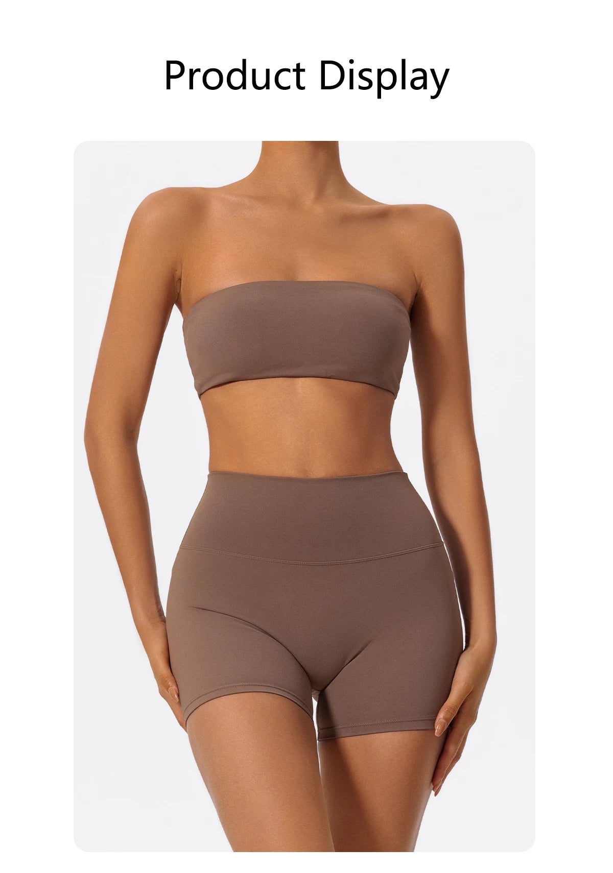 Conjunto deportivo de dos piezas Ctenkevet para mujer: incluye sujetador sin tirantes, top corto y ropa de gimnasio.