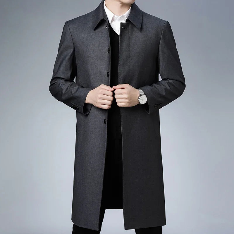 Autumn Winter Men Trench Coat Business Fashio Casual Male Jackets Slim Comfort Warm Windproof Top Trend Streetwear Outerwear New