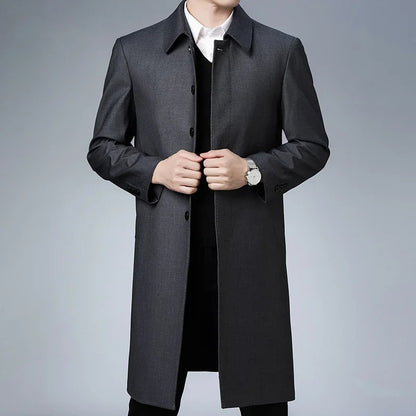 Autumn Winter Men Trench Coat Business Fashio Casual Male Jackets Slim Comfort Warm Windproof Top Trend Streetwear Outerwear New