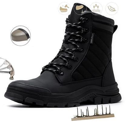 Botas de seguridad para hombre, botas militares para exteriores, resistentes a golpes y perforaciones, calzado industrial, botas con cremallera, botas indestructibles.