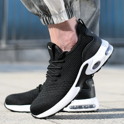 Zapatos de seguridad ligeros para hombre 2025, zapatillas de trabajo con puntera de acero, calzado de protección para hombre, antiaplastamiento, antipinchazos, zapatos indestructibles.