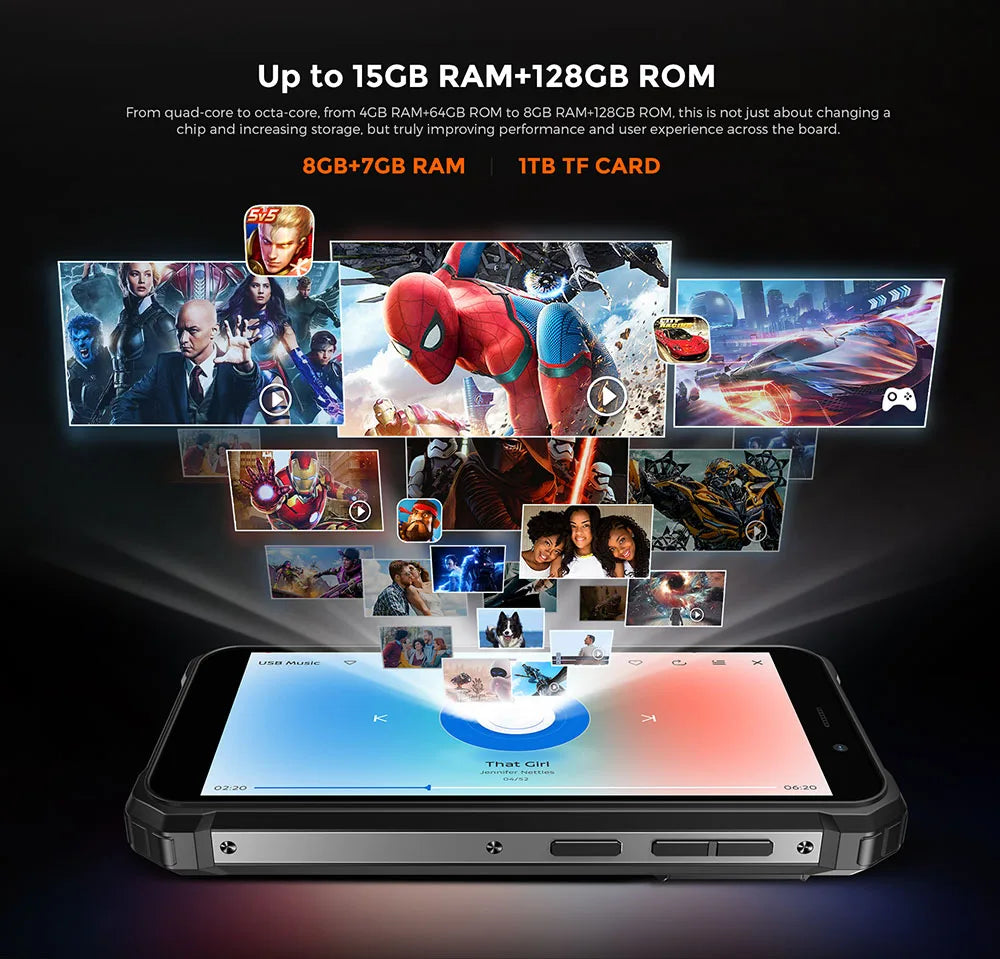 Teléfono inteligente resistente Fossibot F101Pro, 15 GB + 128 GB, Android 13, IP68, resistente al agua, batería de 10600 mAh, NFC, versión global