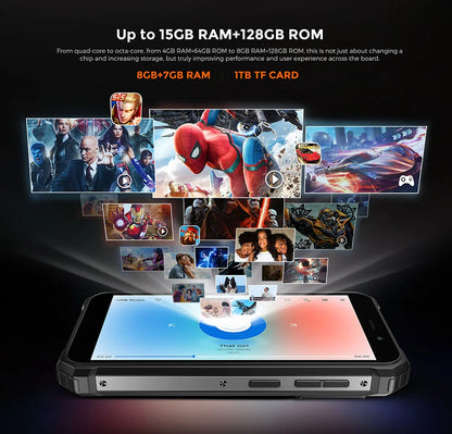 Teléfono inteligente resistente Fossibot F101Pro, 15 GB + 128 GB, Android 13, IP68, resistente al agua, batería de 10600 mAh, NFC, versión global