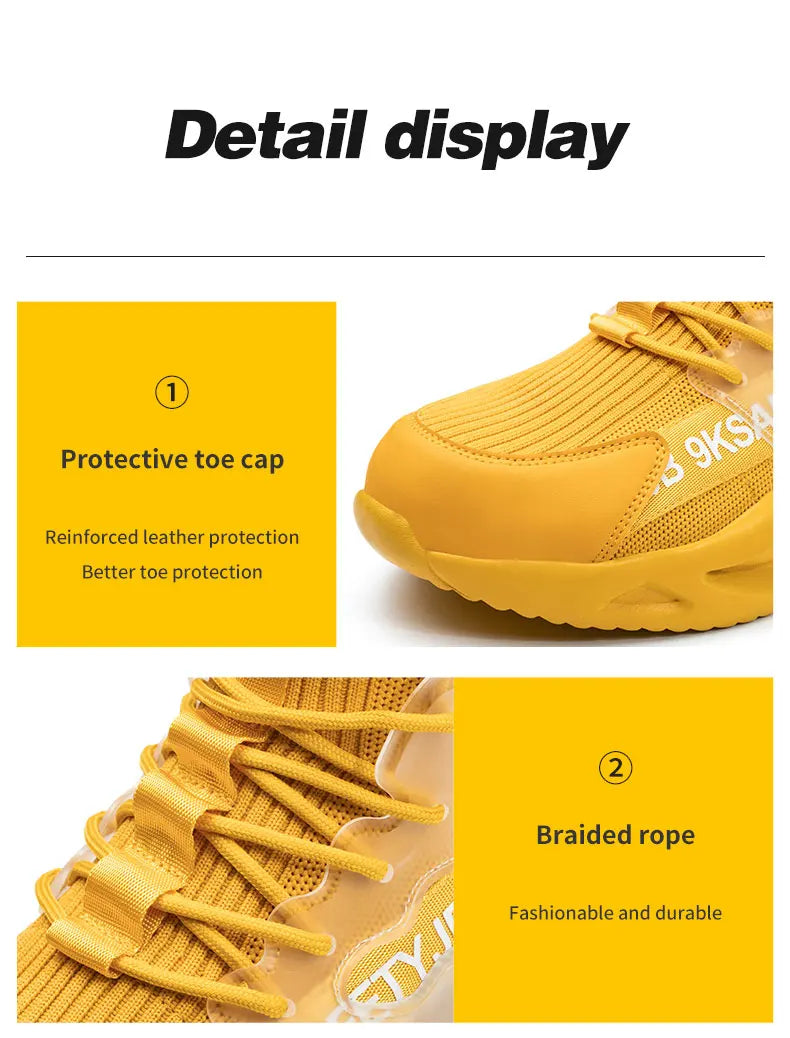 Zapatos de seguridad con puntera de acero para hombre y mujer, botas de trabajo ligeras, transpirables y cómodas, zapatillas de seguridad para la construcción industrial, botas para hombre.