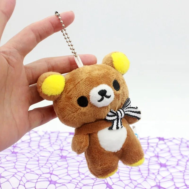 Llavero de peluche de Rilakkuma, accesorio de mochila suave con colgante, regalo de cumpleaños para niña y niño.