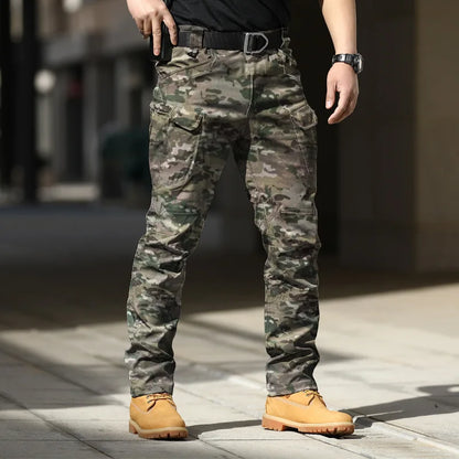 Pantalones tácticos militares urbanos para hombre, estilo cargo, con múltiples bolsillos, impermeables, resistentes al desgaste, ideales para entrenamiento informal.