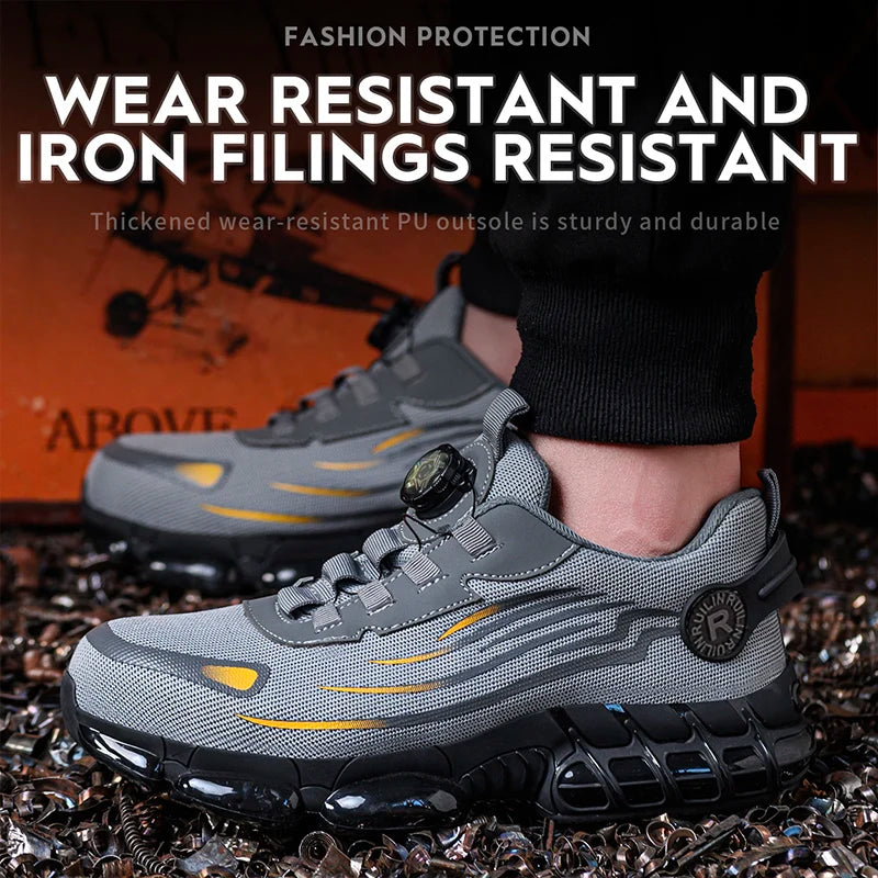 Zapatos de seguridad con punta de acero indestructibles, antideslizantes y resistentes a la abrasión, zapatillas de trabajo para hombre, resistentes y cómodas.