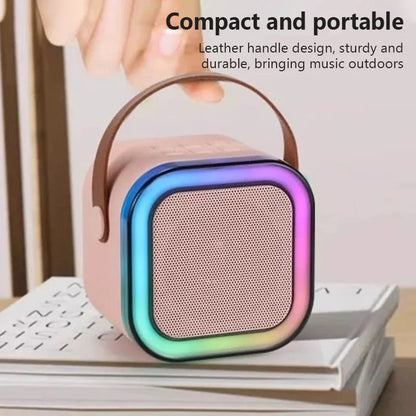 Máquina de karaoke con altavoz Bluetooth portátil y 2 micrófonos inalámbricos, altavoz de canto familiar de alta fidelidad, regalo para niños, caja de sonido