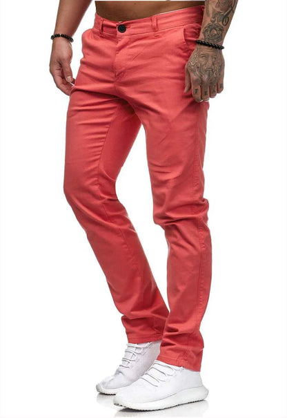 Pantalones casuales para hombre, estilo lápiz con patchwork, corte ajustado, largo hasta el tobillo, cierre de cremallera, bolsillos casuales, cintura media, color liso 2025