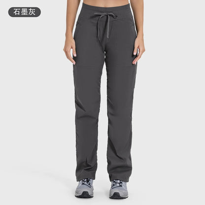 Women Quick Drying Sports Pants Breathable Running Fitness High Waisted Loose Style Wide Leg Casual Yoga Pants Full Length 2025