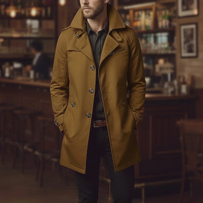 Chaqueta de algodón de hombre, entallada, con cuello de muesca y un solo botón, estilo gabardina, ideal para la oficina o para un look casual de negocios.
