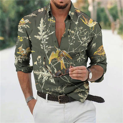 2023 Men's Hot Selling Shirt Long Sleeve Button Lapel Print Pattern Men's Top Soft and Comfortable Spring/Summer New Style