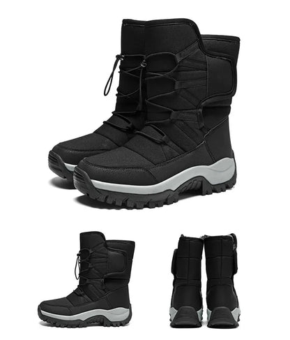 Nuevas botas de nieve cálidas de felpa para hombre, botas altas de invierno para hombre, botas de moto impermeables de invierno, botas de senderismo antideslizantes para exteriores para hombre.