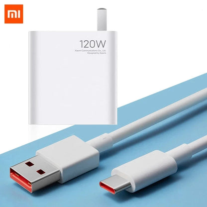 Cargador rápido original de la UE de 120 W para Xiaomi 10, Redmi K30 Pro/10X Pro, Poco F4 GT con cable tipo C.
