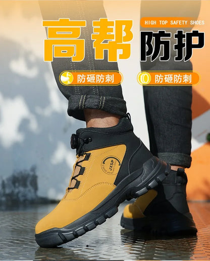 Botas altas unisex antigolpes y antipinchazos con puntera de acero más ancha, cierre de Kevlar, elástico y aptas para otoño e invierno. Fabricadas con Kevlar estándar europeo.