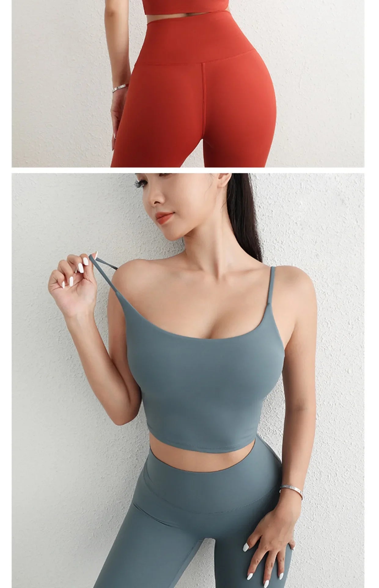 Women Yoga Suit Adjustable Sling Strap Sports Bra U Cut Scrunch Butt Workout Leggings Butt Lifting Excluding pants
