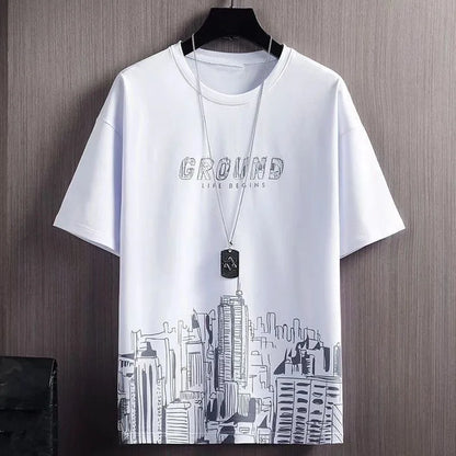 Conjunto informal de dos piezas para hombre, camiseta de manga corta y pantalones cortos, estilo veraniego, ropa deportiva y elegante.
