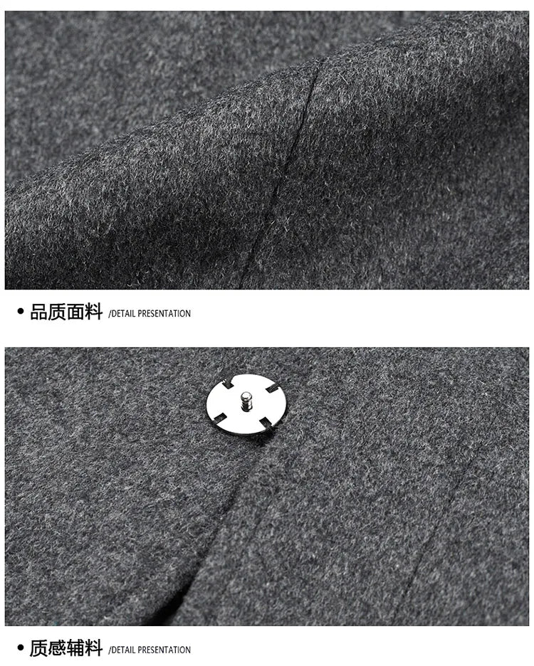 Abrigo de lana de invierno COMXZ 2025 para hombre, estilo retro, grueso, de cachemir, ropa urbana coreana, ligero, de lujo, con mezcla de lana.