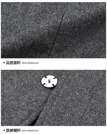 Abrigo de lana de invierno COMXZ 2025 para hombre, estilo retro, grueso, de cachemir, ropa urbana coreana, ligero, de lujo, con mezcla de lana.