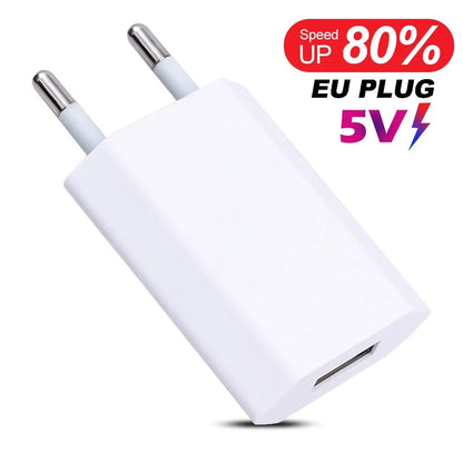 Cargador de teléfono de pared mini universal de 5 V y 1 A con enchufe europeo USB para iPhone, Samsung, Xiaomi, Redmi, Google y Huawei, adaptador de corriente, 1-5 unidades