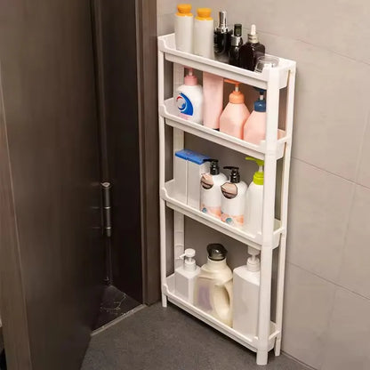 Armario de almacenamiento multicapa con puerta trasera, ahorra espacio y es ideal para baño y cocina, organización de armarios estrechos.