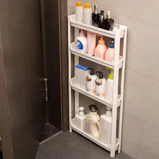 Armario de almacenamiento multicapa con puerta trasera, ahorra espacio y es ideal para baño y cocina, organización de armarios estrechos.