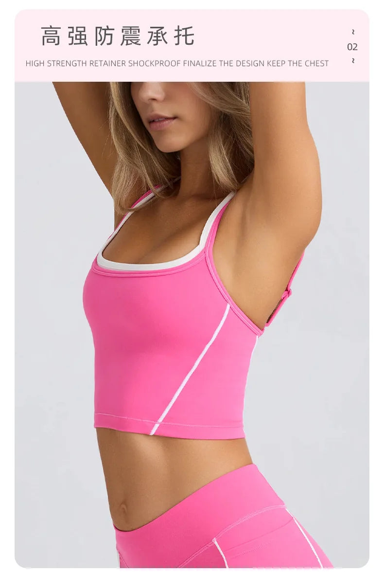 Ropa interior deportiva, chaleco, pantalones cortos, sujetador con tirantes, espalda descubierta, pilates, ajustado, elástico, para fitness, correr, yoga, conjunto de ropa para mujer