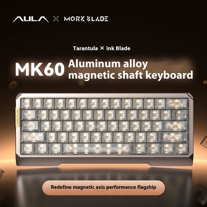 Teclado mecánico AULA MK60 con interruptor magnético, cableado, intercambio en caliente, RGB, 0,001 RT, 0,108 MS, teclados para juegos personalizados, regalos