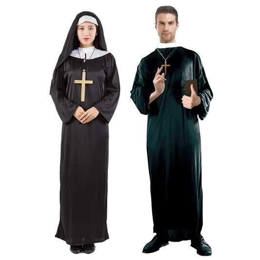Halloween Masquerading Parties Adult Cosplay Pastors Performance Costumes for Priests Nuns for Women and Men