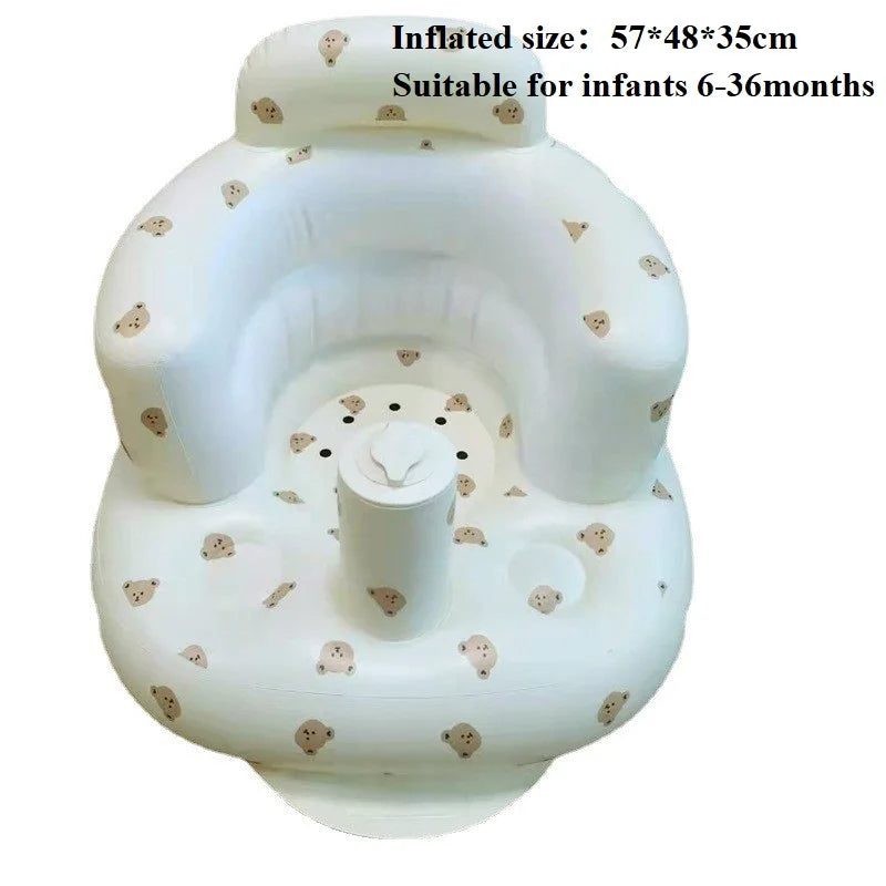Asiento inflable para bebé con bomba de aire incorporada, silla de apoyo para la espalda para bebés de 0 a 3 años, silla de ducha portátil, asiento de suelo