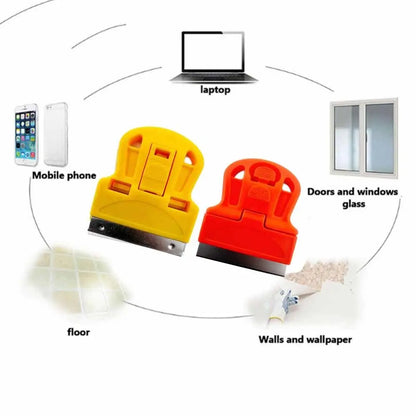 Mini raspador de plástico con cuchilla de acero para quitar pegatinas de coche, limpiador unilateral para SUV