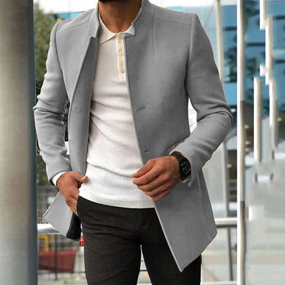 Chaquetas cortavientos para hombre, estilo business casual, de mezcla de lana, moda otoño-invierno, cuello alto, estilo vintage. Ropa de abrigo para hombre.
