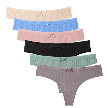Conjunto de 5 bragas de algodón para mujer, tanga, ropa interior sexy, lencería femenina, bragas íntimas de color liso.