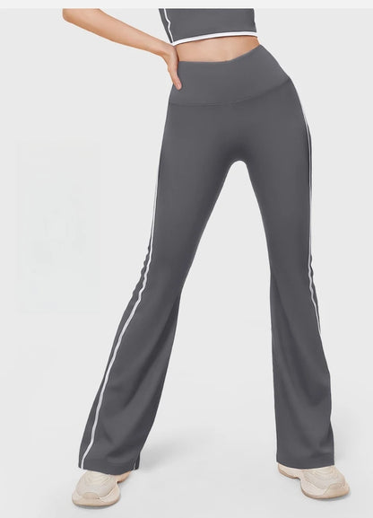 Conjunto de yoga a rayas para mujer, ropa de gimnasio, sujetador deportivo sexy, pantalones acampanados de cintura alta, pantalones de fitness para correr y levantar la cadera, novedad de 2025
