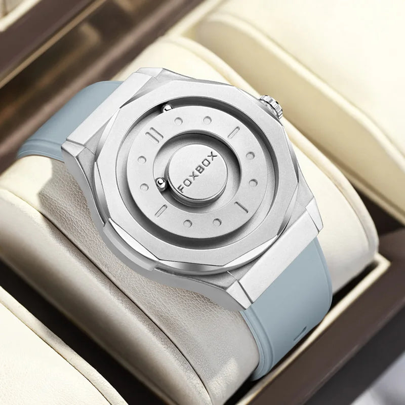 FOXBOX Reloj de negocios de lujo para hombre, resistente al agua hasta 30 m, diseño personalizado, correa de acero inoxidable, reloj de cuarzo para hombre, regalo de moda