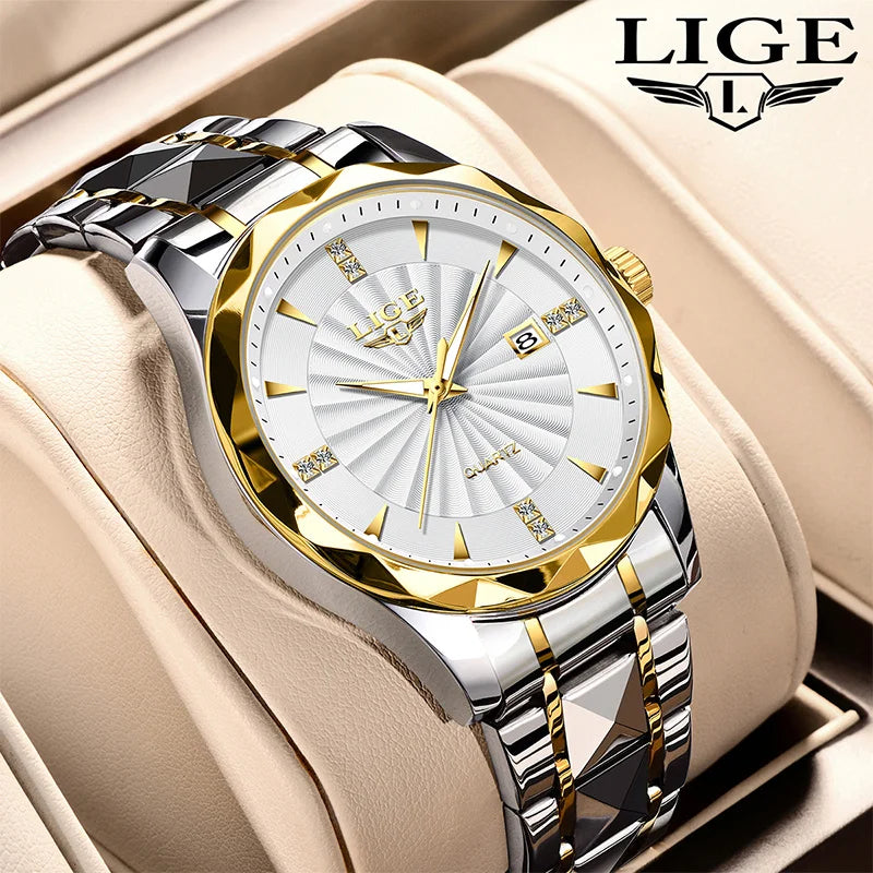 Reloj de lujo LIGE para mujer, moderno, deportivo, para exteriores, luminoso, de cuarzo, con movimiento importado, resistente al agua, de acero inoxidable.