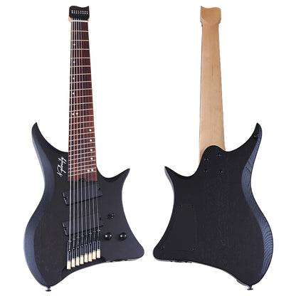 Guitarra eléctrica sin pala de 8 cuerdas con trastes en abanico, cuerpo de fresno macizo de 30 pulgadas, mástil de arce