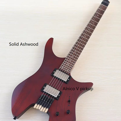 Mini guitarra eléctrica de 6 cuerdas sin pala, 30 pulgadas, cuerpo de madera maciza de paulownia, mástil de arce.