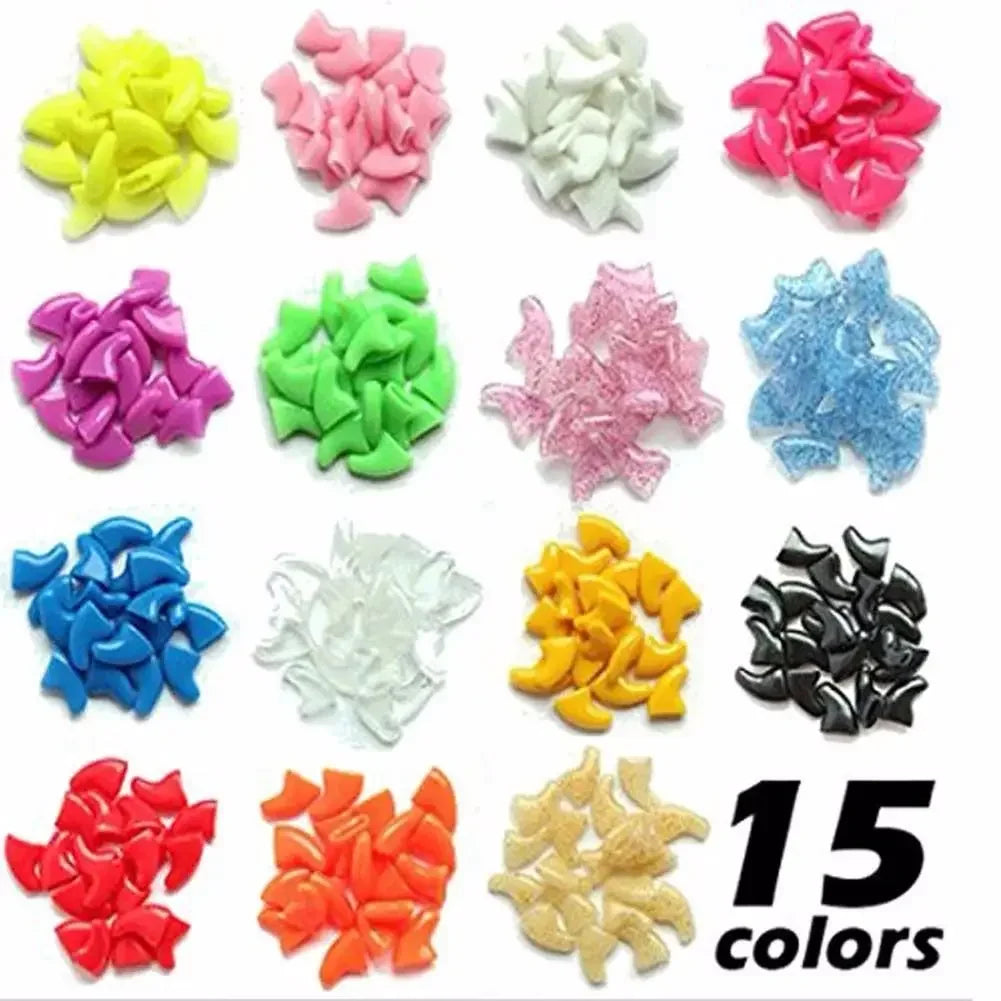 Preciosas 20 fundas de silicona suaves para uñas de gato, cubiertas adhesivas para garras de mascotas, protección para animales.